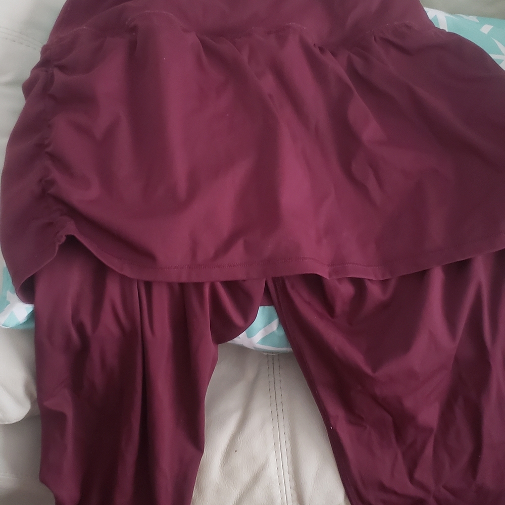Burgundy Skirted Leggings